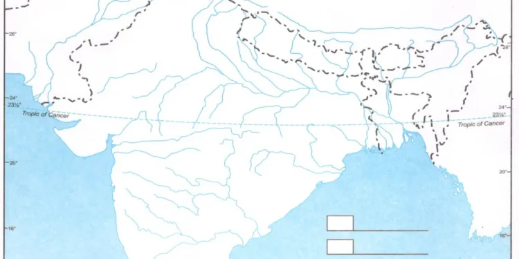 blank map of india with rivers and mountains