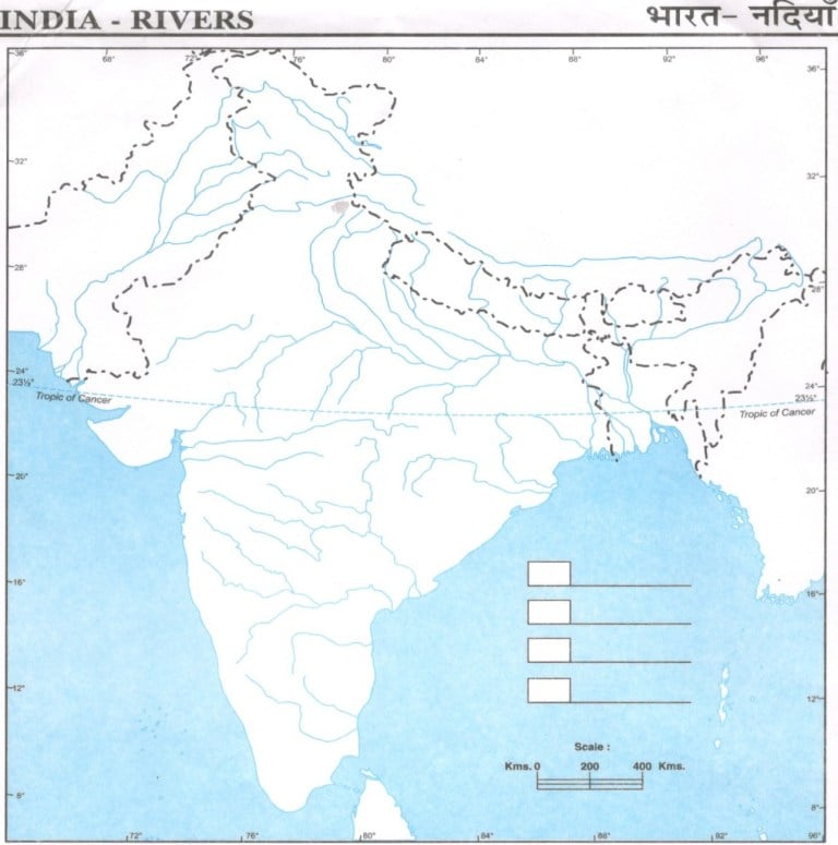 Indian River Map - PDF Download Physical Map of India with Rivers - AglaSem